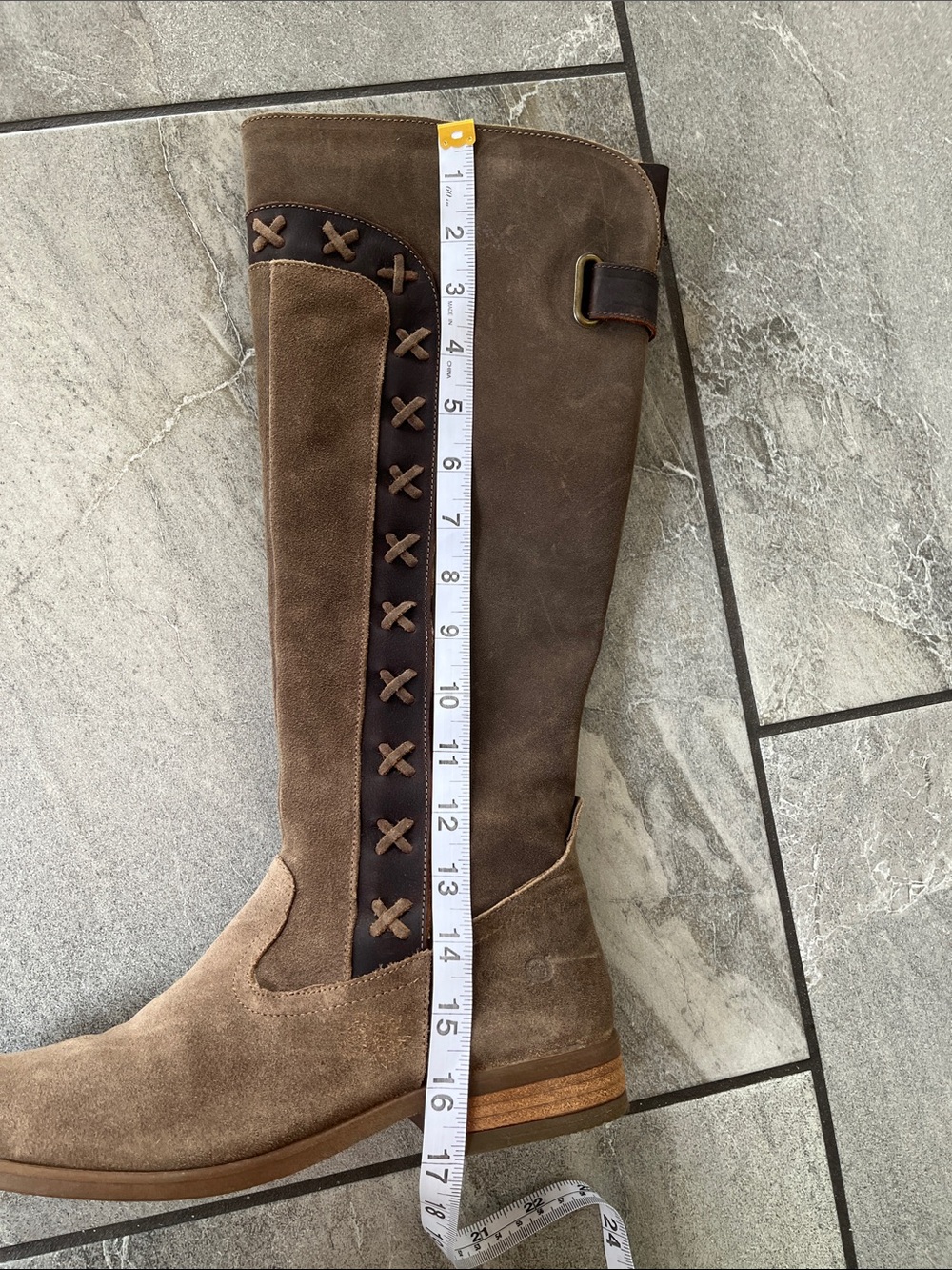 🤎 Born Albi Knee High Boots Size 8 / 39 Suede Leather Side Zipper - Picture 7 of 7